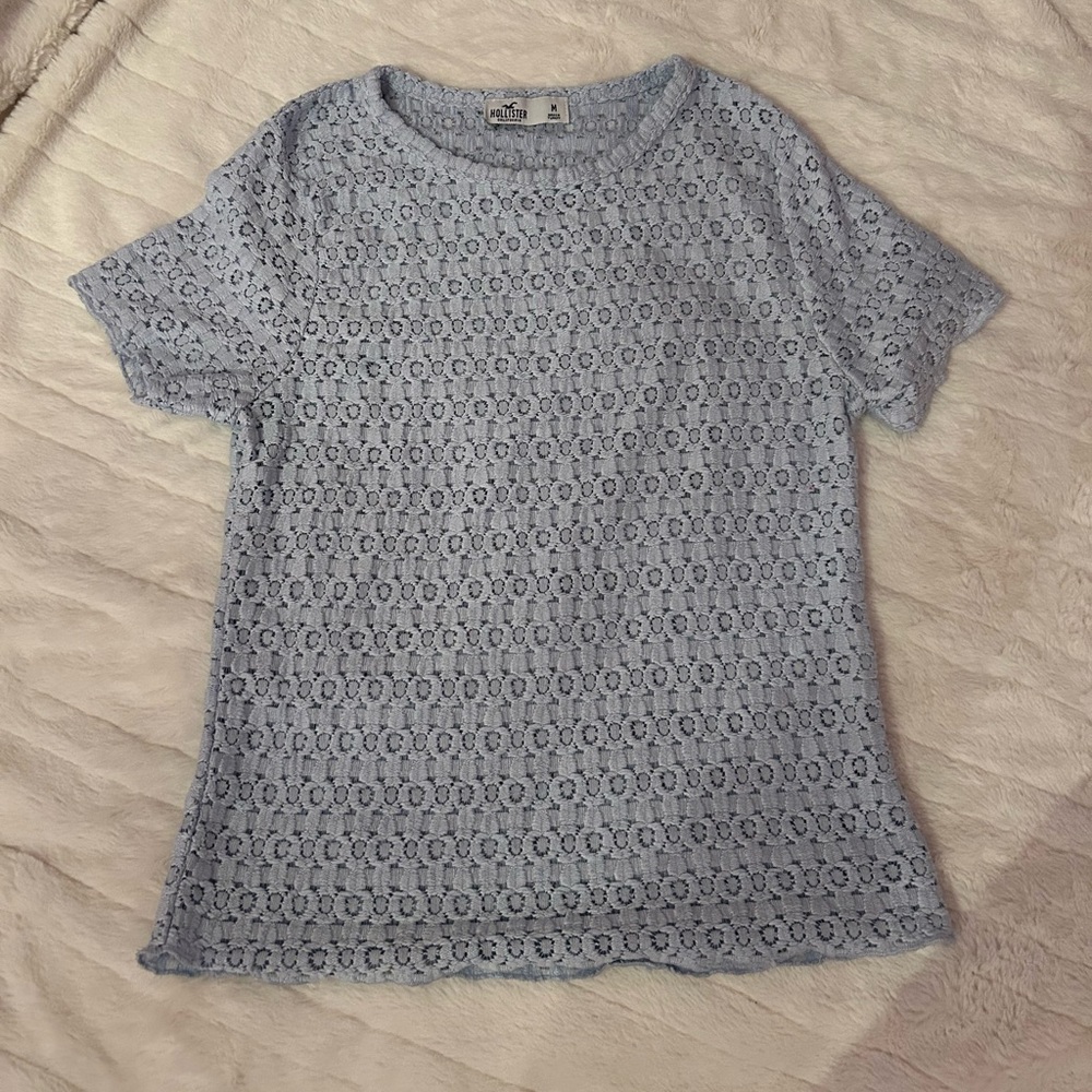 Hollister Blue Crotchet Short Sleeve Top
